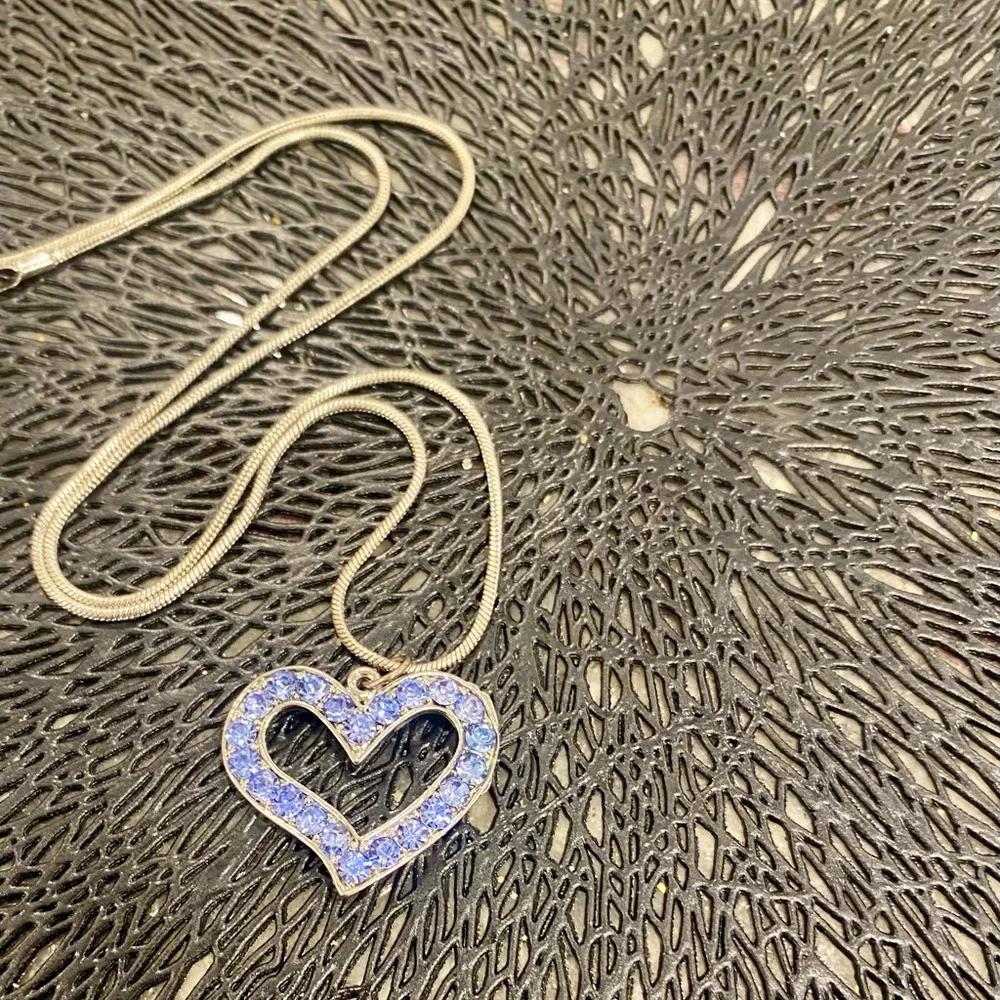 Silver Blue Heart Pendant Necklace looks so much better in person - Picture 2 of 4